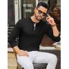 imageCOOFANDY Mens Henley Sweater Long Sleeve Textured Pullover Sweaters Casual Button Crewneck Knit SweaterBlack