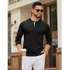 imageCOOFANDY Mens Henley Sweater Long Sleeve Textured Pullover Sweaters Casual Button Crewneck Knit SweaterBlack