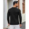 imageCOOFANDY Mens Henley Sweater Long Sleeve Textured Pullover Sweaters Casual Button Crewneck Knit SweaterBlack