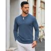 imageCOOFANDY Mens Henley Sweater Long Sleeve Textured Pullover Sweaters Casual Button Crewneck Knit SweaterBlue