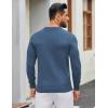 imageCOOFANDY Mens Henley Sweater Long Sleeve Textured Pullover Sweaters Casual Button Crewneck Knit SweaterBlue