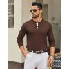 imageCOOFANDY Mens Henley Sweater Long Sleeve Textured Pullover Sweaters Casual Button Crewneck Knit SweaterBrown