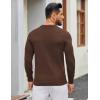 imageCOOFANDY Mens Henley Sweater Long Sleeve Textured Pullover Sweaters Casual Button Crewneck Knit SweaterBrown