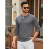 imageCOOFANDY Mens Henley Sweater Long Sleeve Textured Pullover Sweaters Casual Button Crewneck Knit SweaterDark Grey