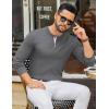 imageCOOFANDY Mens Henley Sweater Long Sleeve Textured Pullover Sweaters Casual Button Crewneck Knit SweaterDark Grey