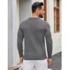 imageCOOFANDY Mens Henley Sweater Long Sleeve Textured Pullover Sweaters Casual Button Crewneck Knit SweaterDark Grey