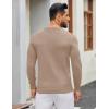 imageCOOFANDY Mens Henley Sweater Long Sleeve Textured Pullover Sweaters Casual Button Crewneck Knit SweaterKhaki