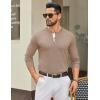 imageCOOFANDY Mens Henley Sweater Long Sleeve Textured Pullover Sweaters Casual Button Crewneck Knit SweaterKhaki