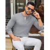 imageCOOFANDY Mens Henley Sweater Long Sleeve Textured Pullover Sweaters Casual Button Crewneck Knit SweaterLight Grey