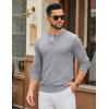 imageCOOFANDY Mens Henley Sweater Long Sleeve Textured Pullover Sweaters Casual Button Crewneck Knit SweaterLight Grey