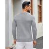 imageCOOFANDY Mens Henley Sweater Long Sleeve Textured Pullover Sweaters Casual Button Crewneck Knit SweaterLight Grey