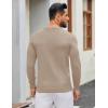 imageCOOFANDY Mens Henley Sweater Long Sleeve Textured Pullover Sweaters Casual Button Crewneck Knit SweaterLight Khaki