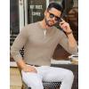 imageCOOFANDY Mens Henley Sweater Long Sleeve Textured Pullover Sweaters Casual Button Crewneck Knit SweaterLight Khaki