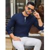 imageCOOFANDY Mens Henley Sweater Long Sleeve Textured Pullover Sweaters Casual Button Crewneck Knit SweaterNavy Blue