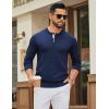 imageCOOFANDY Mens Henley Sweater Long Sleeve Textured Pullover Sweaters Casual Button Crewneck Knit SweaterNavy Blue