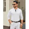 imageCOOFANDY Mens Henley Sweater Long Sleeve Textured Pullover Sweaters Casual Button Crewneck Knit SweaterWhite