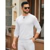 imageCOOFANDY Mens Henley Sweater Long Sleeve Textured Pullover Sweaters Casual Button Crewneck Knit SweaterWhite