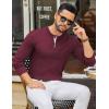 imageCOOFANDY Mens Henley Sweater Long Sleeve Textured Pullover Sweaters Casual Button Crewneck Knit SweaterWine Red