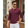 imageCOOFANDY Mens Henley Sweater Long Sleeve Textured Pullover Sweaters Casual Button Crewneck Knit SweaterWine Red