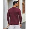 imageCOOFANDY Mens Henley Sweater Long Sleeve Textured Pullover Sweaters Casual Button Crewneck Knit SweaterWine Red