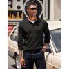 imageCOOFANDY Mens Knit Polo Sweater Long Sleeve Polo Sweaters Casual Knitted Button Collar Pullover SweaterBlack