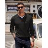 imageCOOFANDY Mens Knit Polo Sweater Long Sleeve Polo Sweaters Casual Knitted Button Collar Pullover SweaterBlack