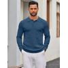 imageCOOFANDY Mens Knit Polo Sweater Long Sleeve Polo Sweaters Casual Knitted Button Collar Pullover SweaterBlue