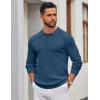 imageCOOFANDY Mens Knit Polo Sweater Long Sleeve Polo Sweaters Casual Knitted Button Collar Pullover SweaterBlue