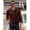imageCOOFANDY Mens Knit Polo Sweater Long Sleeve Polo Sweaters Casual Knitted Button Collar Pullover SweaterBrown