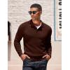 imageCOOFANDY Mens Knit Polo Sweater Long Sleeve Polo Sweaters Casual Knitted Button Collar Pullover SweaterBrown
