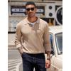 imageCOOFANDY Mens Knit Polo Sweater Long Sleeve Polo Sweaters Casual Knitted Button Collar Pullover SweaterDark Khaki