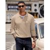 imageCOOFANDY Mens Knit Polo Sweater Long Sleeve Polo Sweaters Casual Knitted Button Collar Pullover SweaterLight Khaki