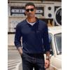 imageCOOFANDY Mens Knit Polo Sweater Long Sleeve Polo Sweaters Casual Knitted Button Collar Pullover SweaterNavy Blue