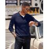 imageCOOFANDY Mens Knit Polo Sweater Long Sleeve Polo Sweaters Casual Knitted Button Collar Pullover SweaterNavy Blue