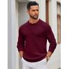 imageCOOFANDY Mens Knit Polo Sweater Long Sleeve Polo Sweaters Casual Knitted Button Collar Pullover SweaterWine Red