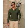 imageCOOFANDY Mens Knit Polo Sweater Long Sleeve VNeck Pullover Sweaters Casual Collared Ribbed Knitted PolosArmy Green