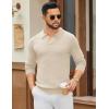 imageCOOFANDY Mens Knit Polo Sweater Long Sleeve VNeck Pullover Sweaters Casual Collared Ribbed Knitted PolosBeige