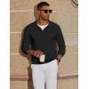 imageCOOFANDY Mens Knit Polo Sweater Long Sleeve VNeck Pullover Sweaters Casual Collared Ribbed Knitted PolosBlack