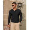 imageCOOFANDY Mens Knit Polo Sweater Long Sleeve VNeck Pullover Sweaters Casual Collared Ribbed Knitted PolosBlack
