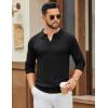 imageCOOFANDY Mens Knit Polo Sweater Long Sleeve VNeck Pullover Sweaters Casual Collared Ribbed Knitted PolosBlack