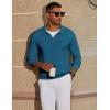 imageCOOFANDY Mens Knit Polo Sweater Long Sleeve VNeck Pullover Sweaters Casual Collared Ribbed Knitted PolosBlue