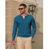 imageCOOFANDY Mens Knit Polo Sweater Long Sleeve VNeck Pullover Sweaters Casual Collared Ribbed Knitted PolosBlue