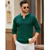 imageCOOFANDY Mens Knit Polo Sweater Long Sleeve VNeck Pullover Sweaters Casual Collared Ribbed Knitted PolosDark Green