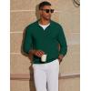 imageCOOFANDY Mens Knit Polo Sweater Long Sleeve VNeck Pullover Sweaters Casual Collared Ribbed Knitted PolosDark Green