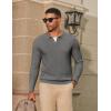 imageCOOFANDY Mens Knit Polo Sweater Long Sleeve VNeck Pullover Sweaters Casual Collared Ribbed Knitted PolosDark Grey