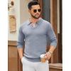 imageCOOFANDY Mens Knit Polo Sweater Long Sleeve VNeck Pullover Sweaters Casual Collared Ribbed Knitted PolosLight Grey
