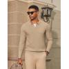 imageCOOFANDY Mens Knit Polo Sweater Long Sleeve VNeck Pullover Sweaters Casual Collared Ribbed Knitted PolosLight Khaki