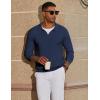 imageCOOFANDY Mens Knit Polo Sweater Long Sleeve VNeck Pullover Sweaters Casual Collared Ribbed Knitted PolosNavy Blue