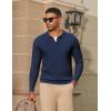 imageCOOFANDY Mens Knit Polo Sweater Long Sleeve VNeck Pullover Sweaters Casual Collared Ribbed Knitted PolosNavy Blue