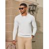 imageCOOFANDY Mens Knit Polo Sweater Long Sleeve VNeck Pullover Sweaters Casual Collared Ribbed Knitted PolosWhite